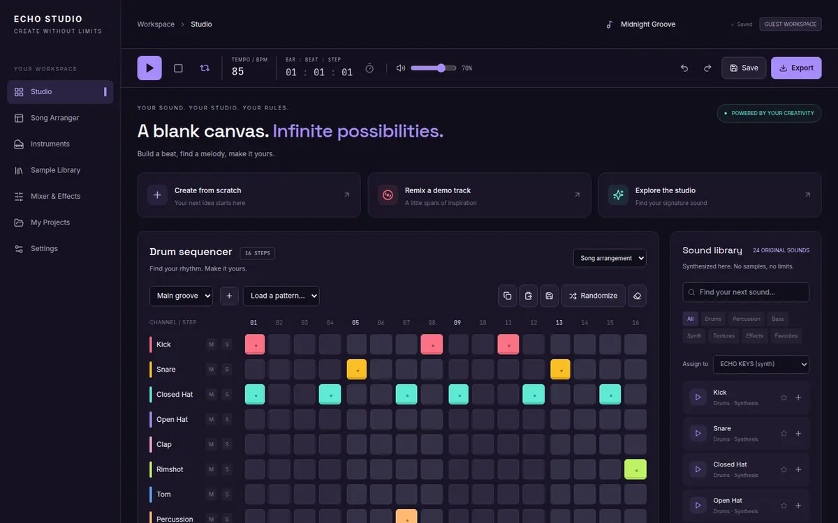 Echo Studio demo home screen