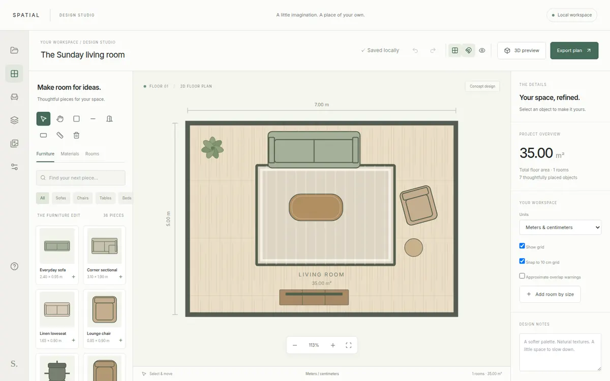 Spatial demo home screen